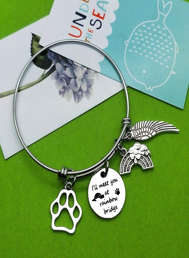 Baipilu Pet Memorial Gifts Engraved Bracelet I’ll Meet You at Rainbow Bridge Bracelet Loss of Pet Bracelet Dog Sympathy Gifts Dog Memorial Jewelry Pet Loss Gift Pet Sympathy Gift - Image 3